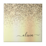 Gold Glitter Metal Monogram Glam Name Tile<br><div class="desc">Gold Faux Foil Metallic Sparkle Glitter Brushed Metal Monogram Name and Initial Ceramic Tiles. This makes the perfect sweet 16 birthday,  wedding,  bridal shower,  anniversary,  baby shower or bachelorette party gift for someone that loves glam luxury and chic styles.</div>
