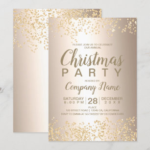 Gold glitter metallic corporate Christmas party Invitation