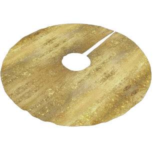 Gold Glitter Metallic Elegant Holiday Chic Brushed Polyester Tree Skirt