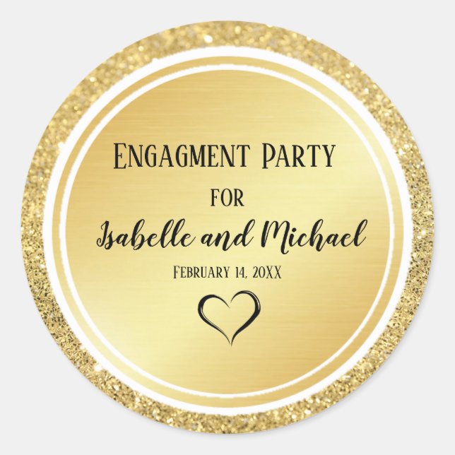 Gold Glitter & Metallic Engagement Envelope Seal (Front)