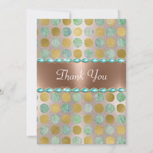 Gold Glitter Metallic Polkadot Personalise Initial Thank You Card