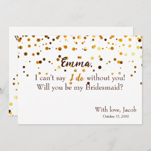 Gold Glitter Minimal Script Bridesmaid Proposal Invitation