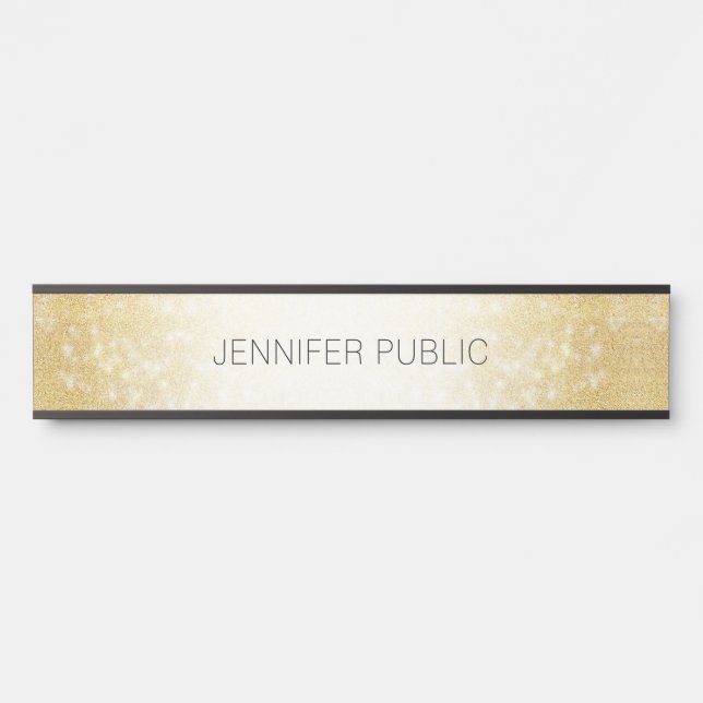 Gold Glitter Minimalist Template Modern Elegant Door Sign (Front)