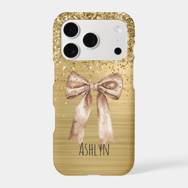 Gold Glitter Mocha Cream Bow (Back)