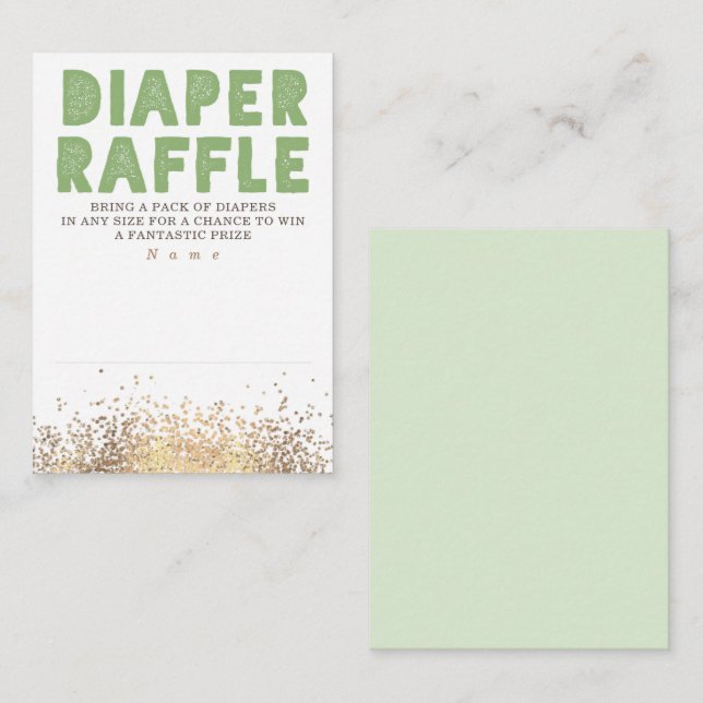 Gold Glitter Modern Diaper Raffle Baby Shower Enclosure Card (Front/Back)