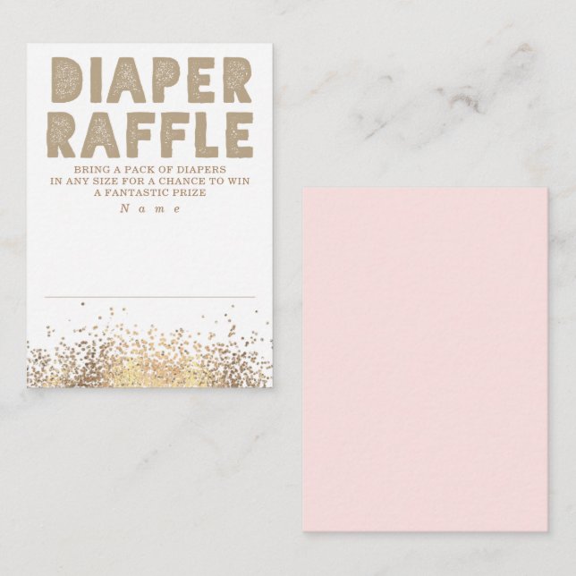 Gold Glitter Modern Diaper Raffle Baby Shower  Enclosure Card (Front/Back)