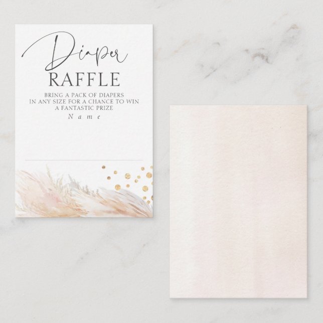 Gold Glitter Modern Diaper Raffle Baby Shower Enclosure Card (Front/Back)