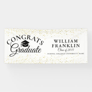 Gold Glitter Modern Elegant Graduation Banner