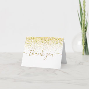 Gold Glitter Modern Elegant Script Thank You Card