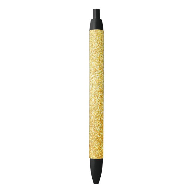Gold Glitter Modern Elegant Shiny Template Black Black Ink Pen (Front Vertical)