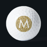 Gold Glitter Modern Monogram Initial  Golf Balls<br><div class="desc">Yellow Gold Faux Glitter Design on Custom-Printed Golf Balls with a Modern Monogram Initial,  perfect gift for the ladies and girls golf lovers.</div>