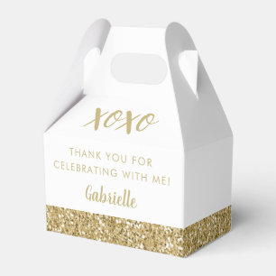 Gold Glitter Modern XOXO Girly Party Favour Box