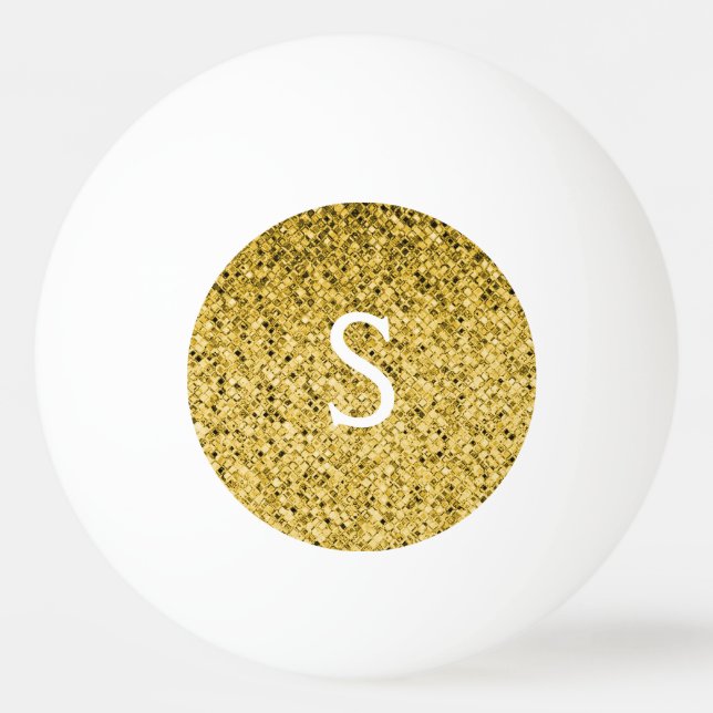 Gold Glitter Monogram Initials Ping Pong Ball (Front)