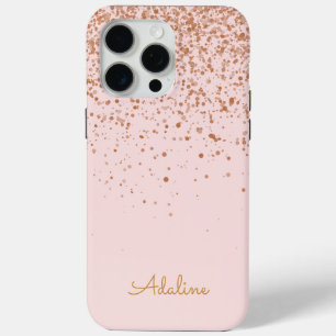 Gold Glitter Monogram Name iPhone 15 Pro Max Case
