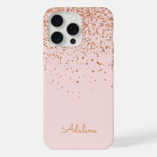 Gold Glitter Monogram Name iPhone 15 Pro Max Case