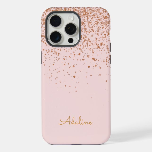 Gold Glitter Monogram Name iPhone Case (Back)