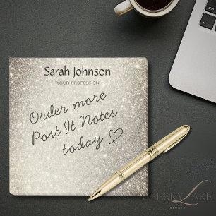 Gold Glitter Monogram Personalised Name Post-it Notes