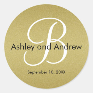 Gold Glitter Monogram Personalised Wedding Sticker