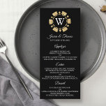Gold Glitter Monogram Poker Chip Casino Wedding Menu<br><div class="desc">Celebrate in style with these trendy casino themed wedding menus. The design is easy to personalize with your own wording and your family and friends will be thrilled when they receive these fabulous wedding menu cards.</div>