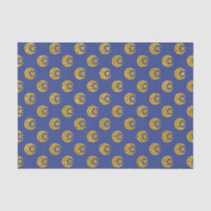 Gold Glitter Moon and Stars on Blue Tissue Paper