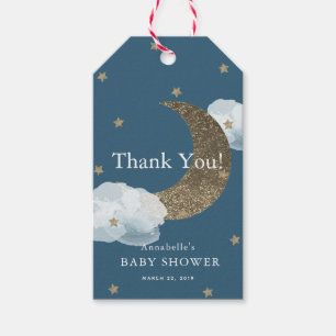 Gold Glitter Moon Baby Shower Thank You GIft Tag