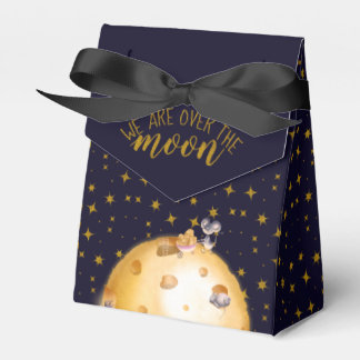 Gold glitter, moon made of cheese, baby shower favour box