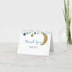 Gold glitter moon Modern Thank You card