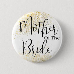 Gold Glitter Mother of bride wedding Button