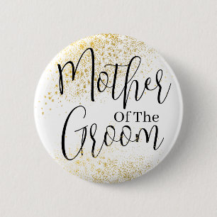 Gold Glitter Mother of groom wedding 6 Cm Round Badge