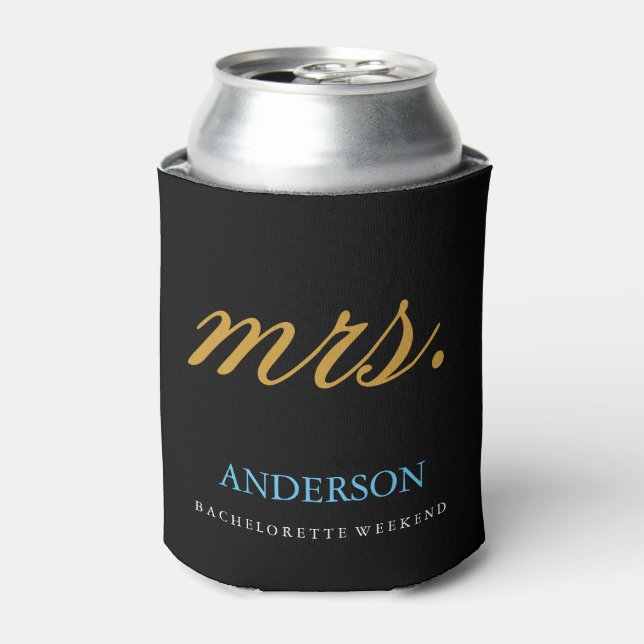 Gold Glitter Mrs. Bachelorette Can Cooler (Can Front)