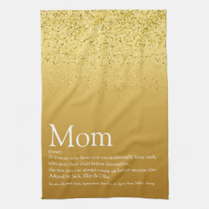 Gold Glitter Mum Definition Quote Tea Towel