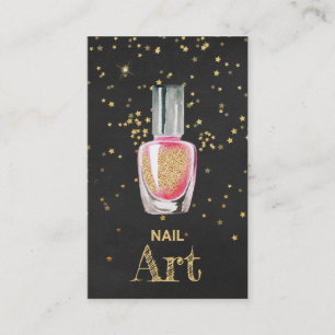 *~* Gold Glitter Nail Art Polish Bottle  Stars Business Card