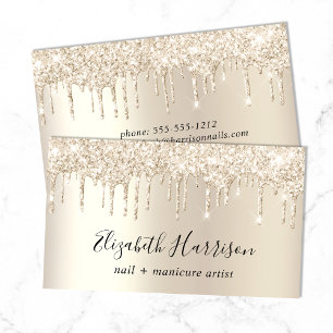 Gold Glitter Nail Manicure Business Card