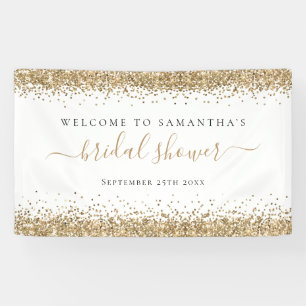 Gold Glitter Name Date Welcome to Bridal Shower Banner