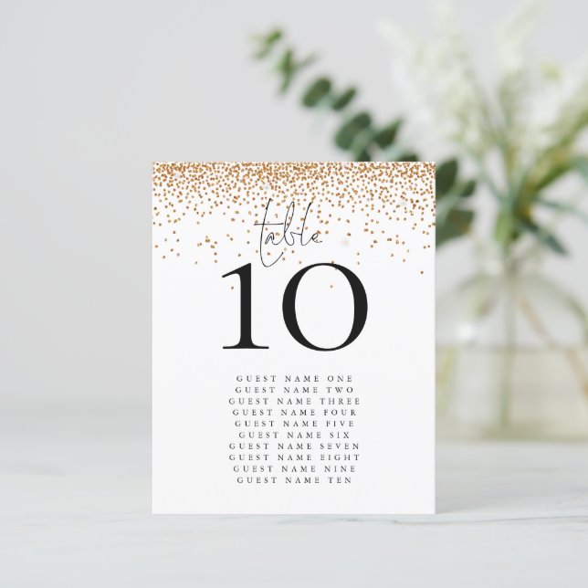 Gold Glitter Names Wedding Table Number (Standing Front)