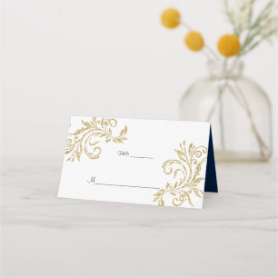 Gold Glitter,  Navy Blue, Custom Place Card