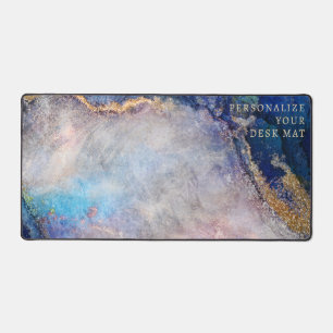  Gold Glitter Navy Blue Marble Customised Desk Mat