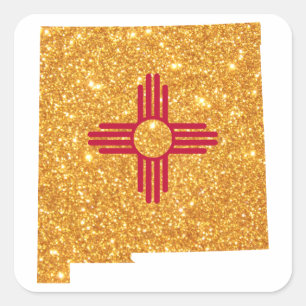 Gold Glitter New Mexico Square Sticker