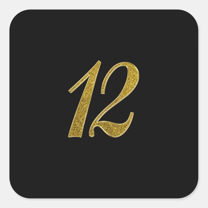 Gold Glitter Number 12 Square Sticker | Zazzle.co.uk