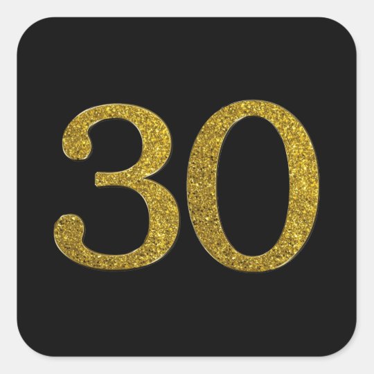 Gold Glitter Number 30 Wide Font Square Sticker | Zazzle.co.uk