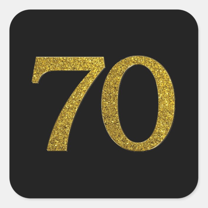 Gold Glitter Number 70 Wide Font Square Sticker Zazzle co uk