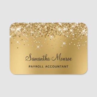 Gold Glitter Ombre Blur Name Tag