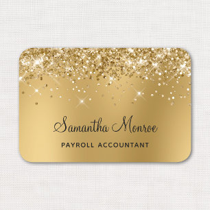 Gold Glitter Ombre Blur Name Tag
