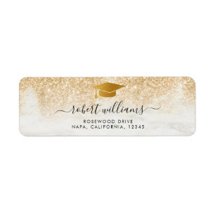 Gold Glitter Ombre Graduation Return Address