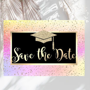 Gold Glitter Ombre Graduation Save The Date