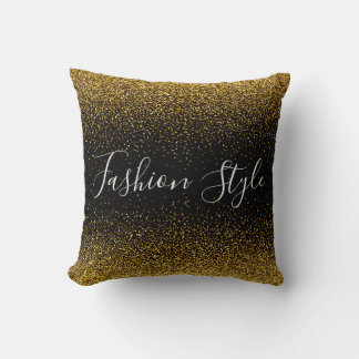Gold Glitter on black fashion style Cushion