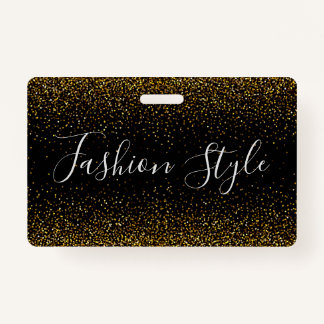 Gold Glitter on black fashion style   ID Badge