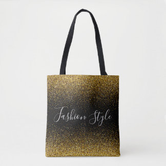 Gold Glitter on black fashion style  Tote Bag