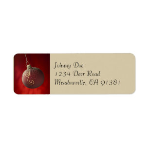 Gold Glitter on Red Ornament Label