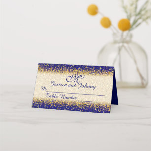 Gold Glitter on Royal Blue Place Card
